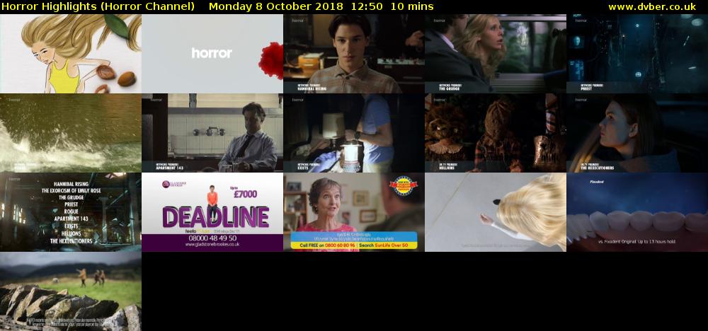 Horror Highlights (Horror Channel) Monday 8 October 2018 12:50 - 13:00