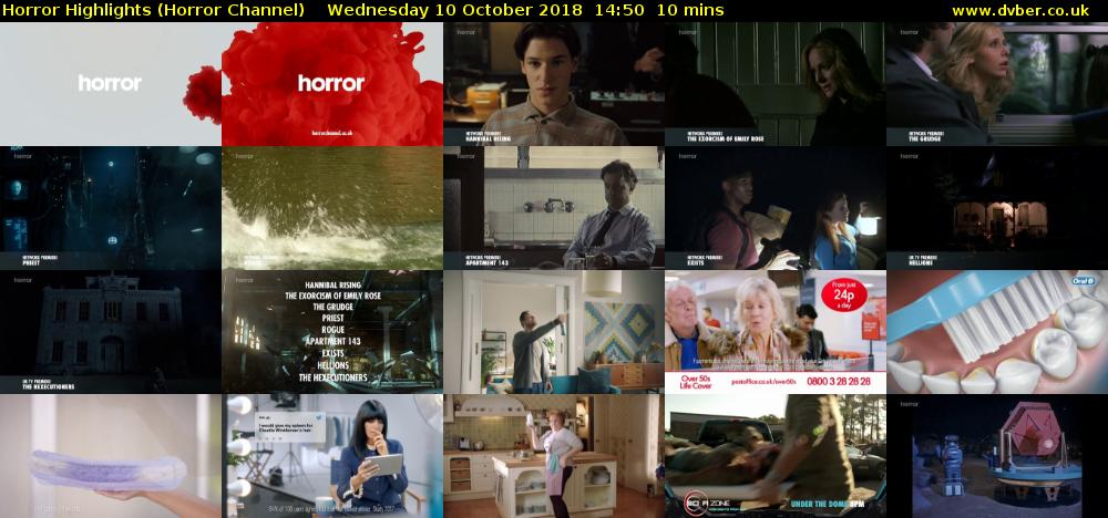 Horror Highlights (Horror Channel) Wednesday 10 October 2018 14:50 - 15:00