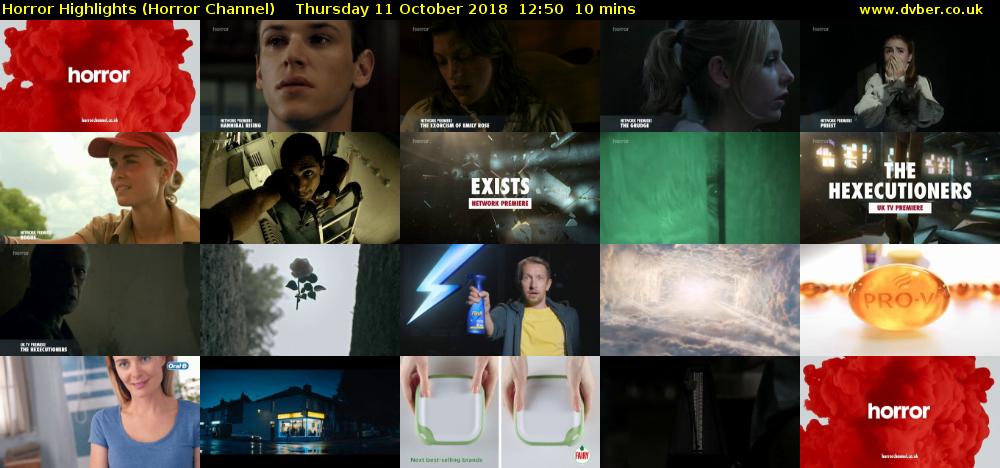Horror Highlights (Horror Channel) Thursday 11 October 2018 12:50 - 13:00