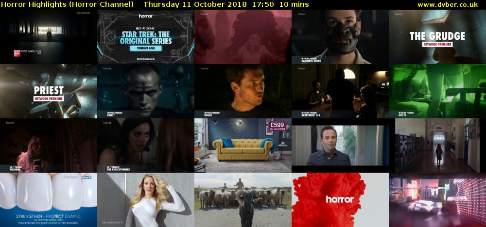 Horror Highlights (Horror Channel) Thursday 11 October 2018 17:50 - 18:00