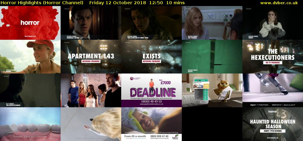 Horror Highlights (Horror Channel) Friday 12 October 2018 12:50 - 13:00