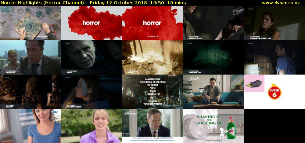 Horror Highlights (Horror Channel) Friday 12 October 2018 14:50 - 15:00