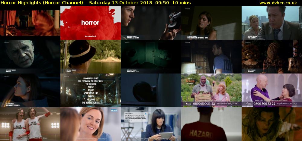 Horror Highlights (Horror Channel) Saturday 13 October 2018 09:50 - 10:00