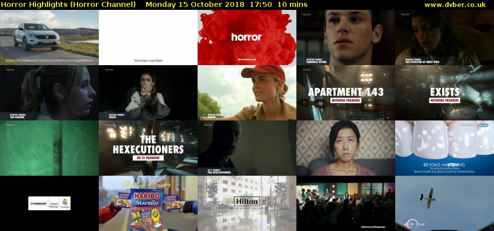 Horror Highlights (Horror Channel) Monday 15 October 2018 17:50 - 18:00