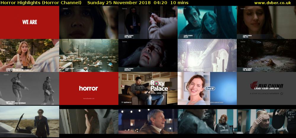 Horror Highlights (Horror Channel) Sunday 25 November 2018 04:20 - 04:30