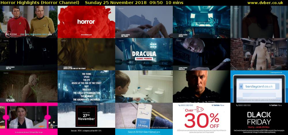 Horror Highlights (Horror Channel) Sunday 25 November 2018 09:50 - 10:00