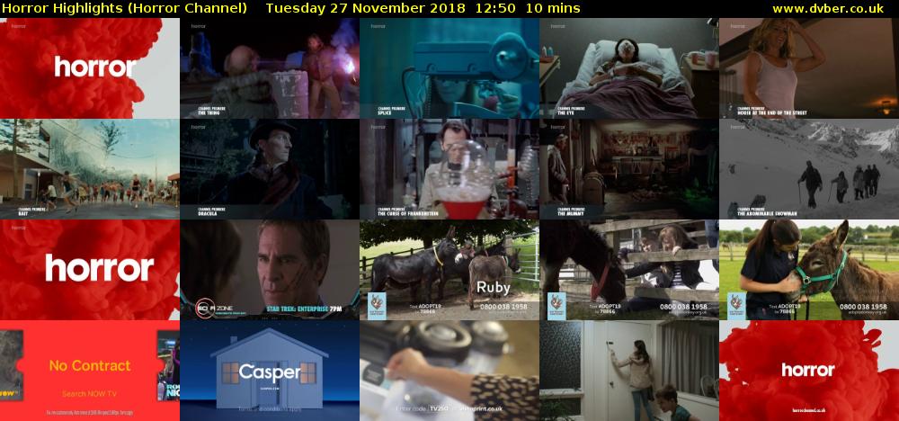 Horror Highlights (Horror Channel) Tuesday 27 November 2018 12:50 - 13:00
