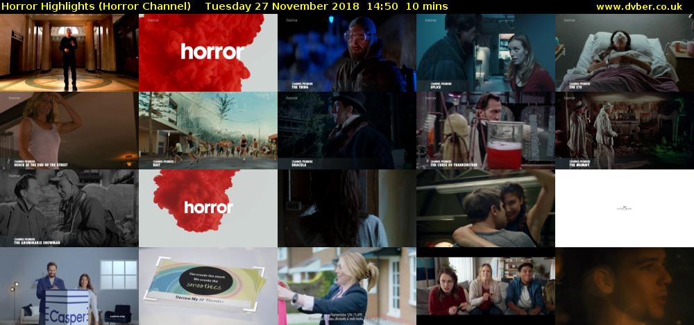 Horror Highlights (Horror Channel) Tuesday 27 November 2018 14:50 - 15:00