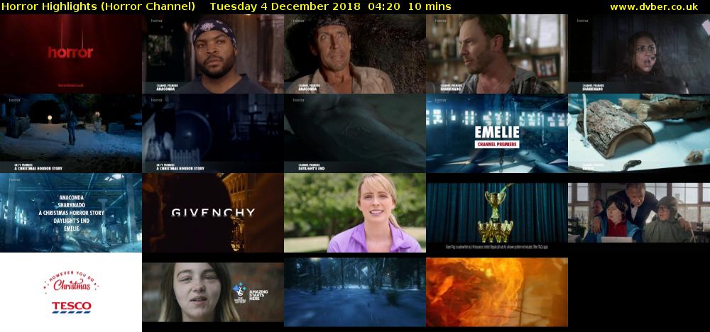 Horror Highlights (Horror Channel) Tuesday 4 December 2018 04:20 - 04:30