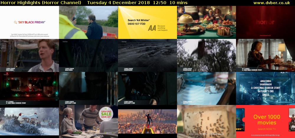 Horror Highlights (Horror Channel) Tuesday 4 December 2018 12:50 - 13:00