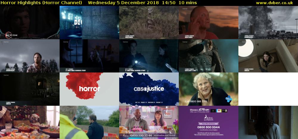 Horror Highlights (Horror Channel) Wednesday 5 December 2018 14:50 - 15:00