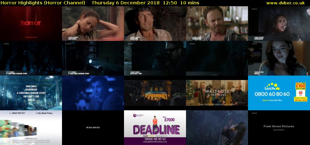 Horror Highlights (Horror Channel) Thursday 6 December 2018 12:50 - 13:00
