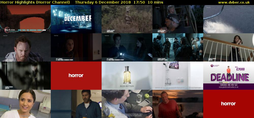 Horror Highlights (Horror Channel) Thursday 6 December 2018 17:50 - 18:00