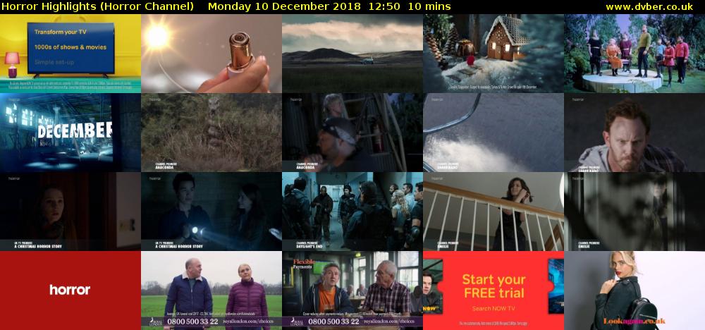 Horror Highlights (Horror Channel) Monday 10 December 2018 12:50 - 13:00