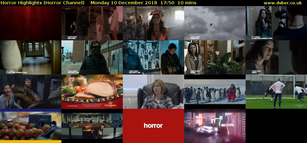 Horror Highlights (Horror Channel) Monday 10 December 2018 17:50 - 18:00
