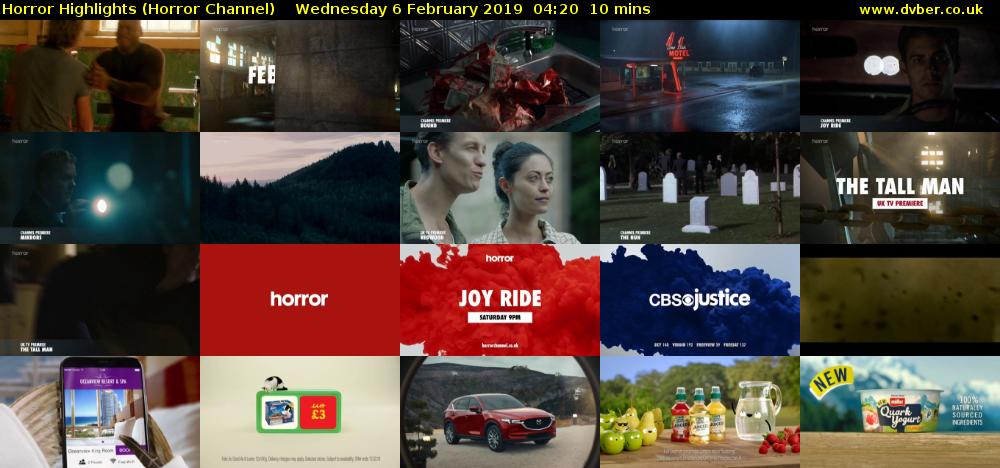 Horror Highlights (Horror Channel) Wednesday 6 February 2019 04:20 - 04:30