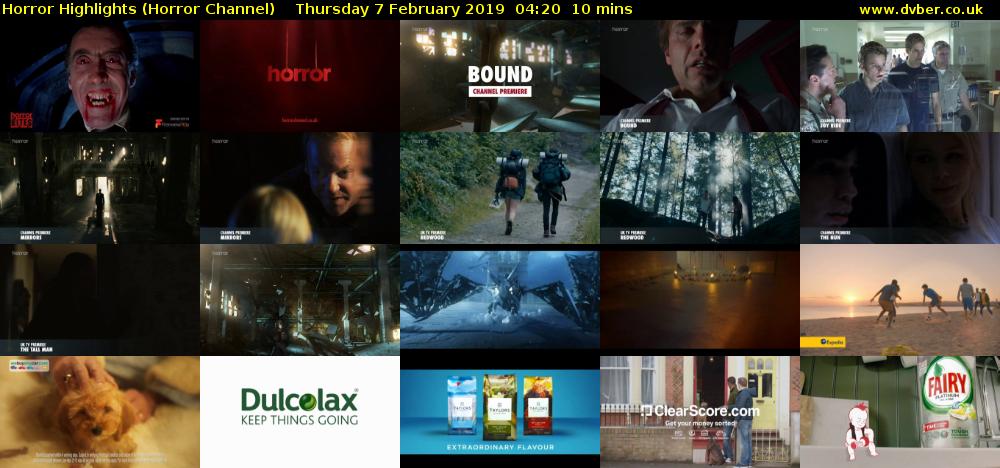 Horror Highlights (Horror Channel) Thursday 7 February 2019 04:20 - 04:30