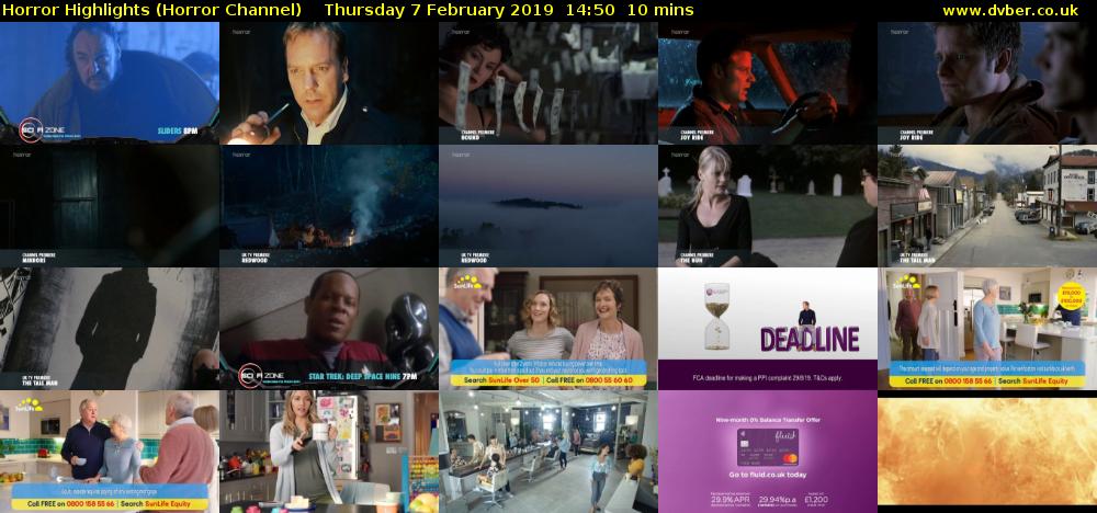 Horror Highlights (Horror Channel) Thursday 7 February 2019 14:50 - 15:00