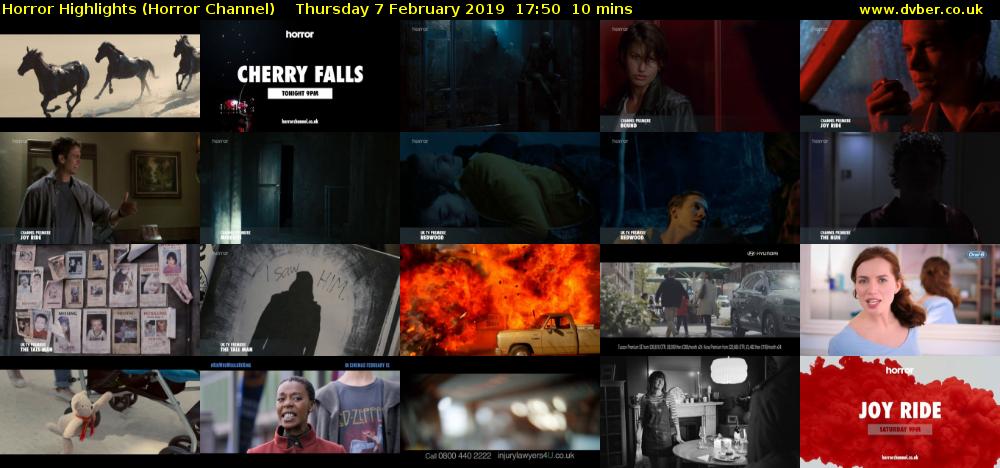 Horror Highlights (Horror Channel) Thursday 7 February 2019 17:50 - 18:00