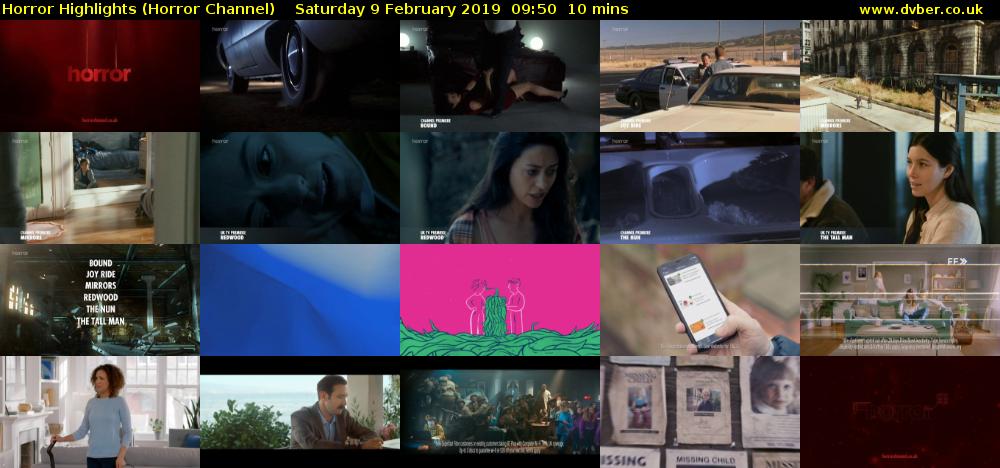 Horror Highlights (Horror Channel) Saturday 9 February 2019 09:50 - 10:00