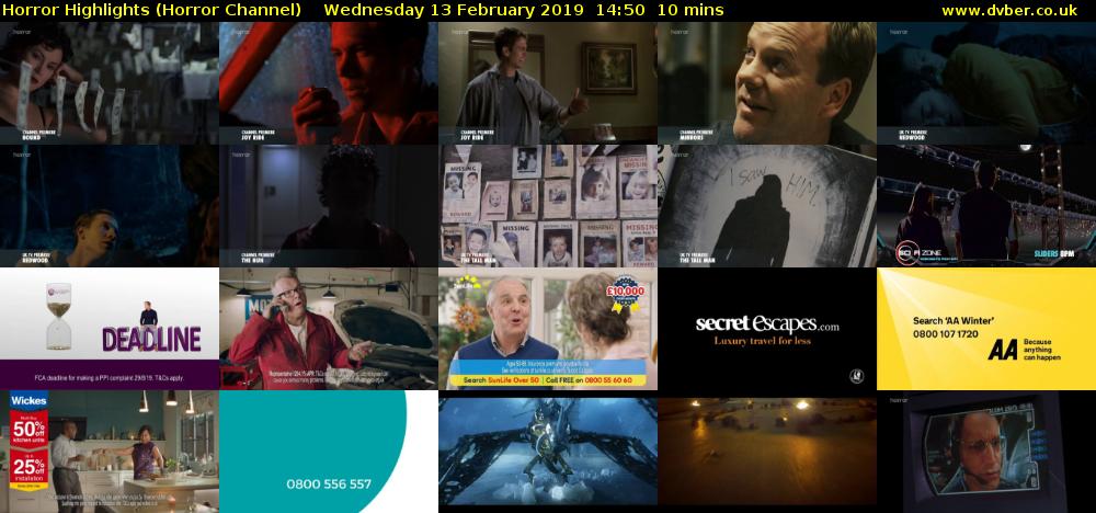 Horror Highlights (Horror Channel) Wednesday 13 February 2019 14:50 - 15:00
