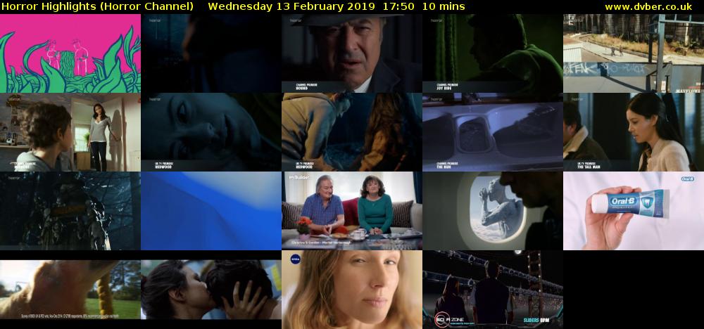 Horror Highlights (Horror Channel) Wednesday 13 February 2019 17:50 - 18:00