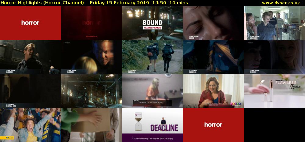 Horror Highlights (Horror Channel) Friday 15 February 2019 14:50 - 15:00