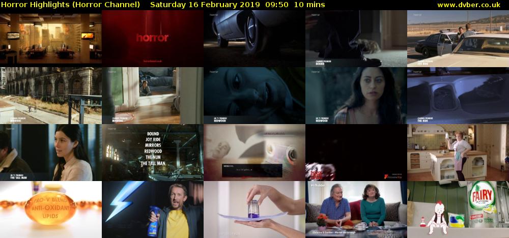 Horror Highlights (Horror Channel) Saturday 16 February 2019 09:50 - 10:00