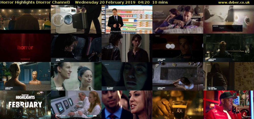 Horror Highlights (Horror Channel) Wednesday 20 February 2019 04:20 - 04:30