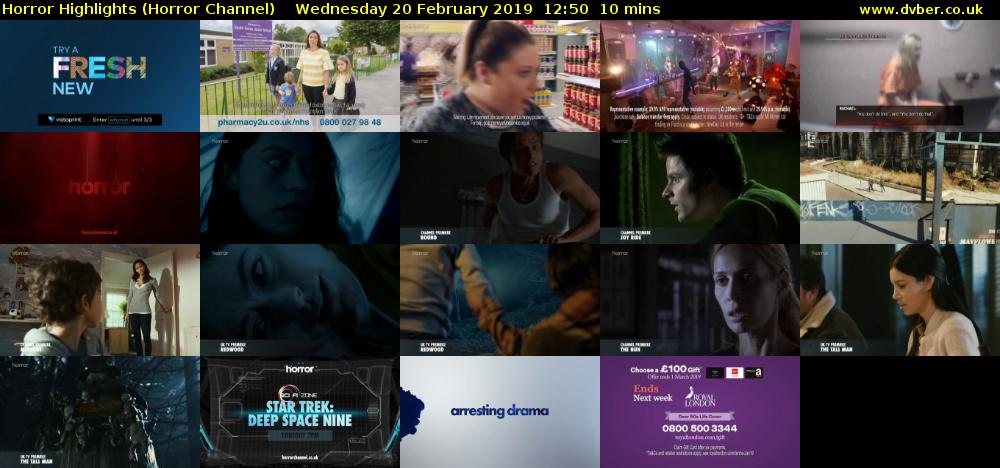 Horror Highlights (Horror Channel) Wednesday 20 February 2019 12:50 - 13:00