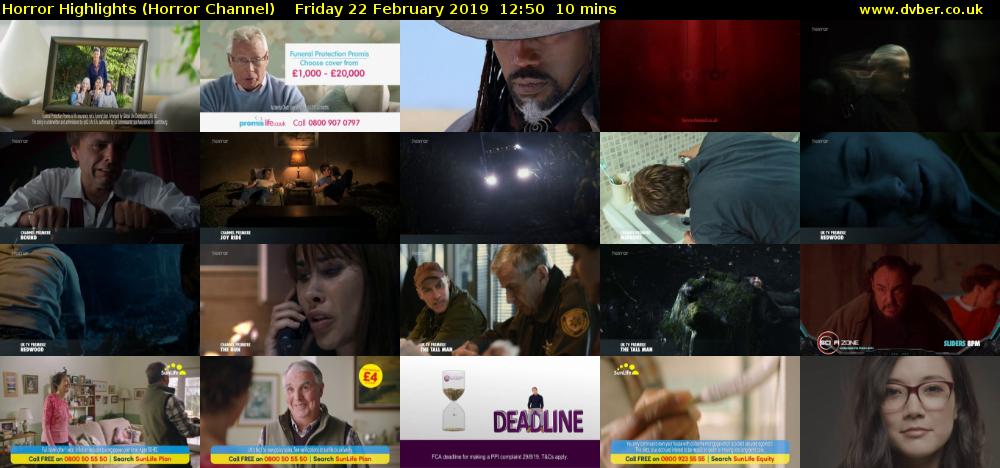 Horror Highlights (Horror Channel) Friday 22 February 2019 12:50 - 13:00