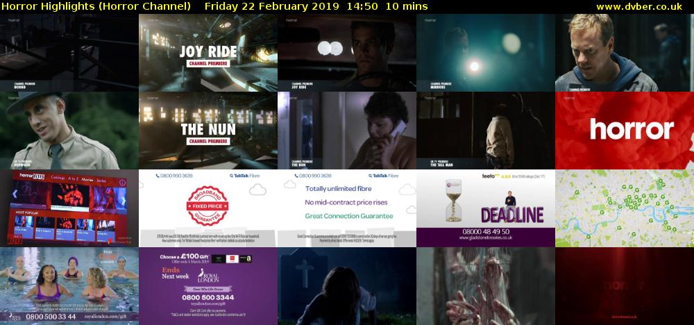 Horror Highlights (Horror Channel) Friday 22 February 2019 14:50 - 15:00
