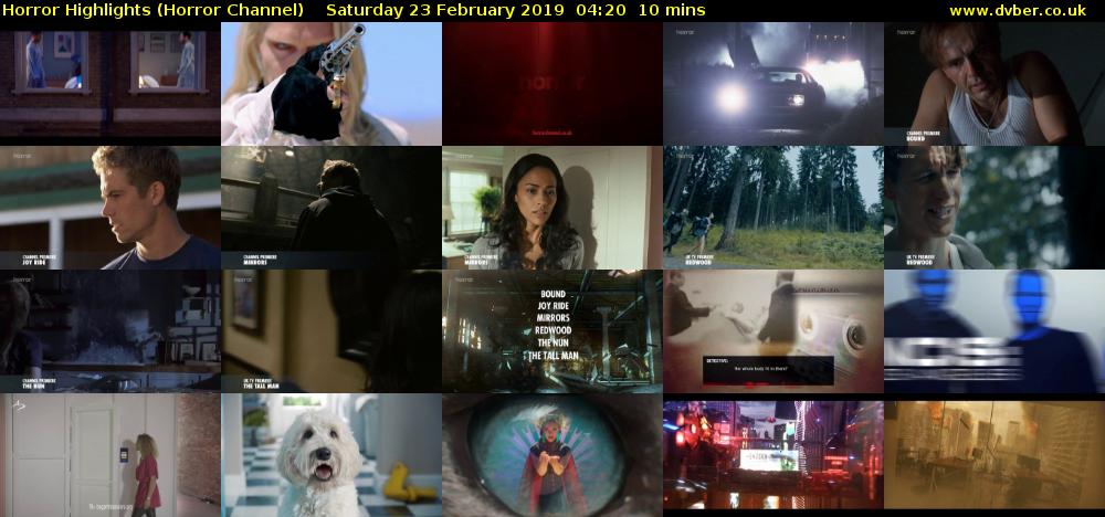 Horror Highlights (Horror Channel) Saturday 23 February 2019 04:20 - 04:30