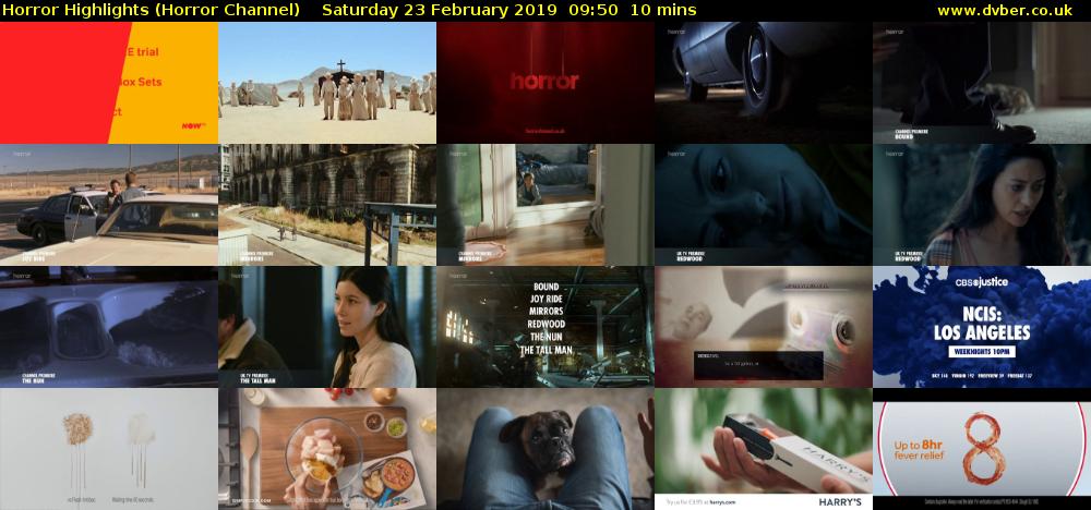 Horror Highlights (Horror Channel) Saturday 23 February 2019 09:50 - 10:00