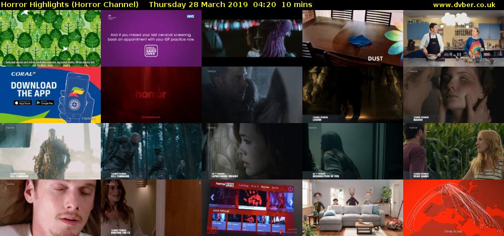 Horror Highlights (Horror Channel) Thursday 28 March 2019 04:20 - 04:30
