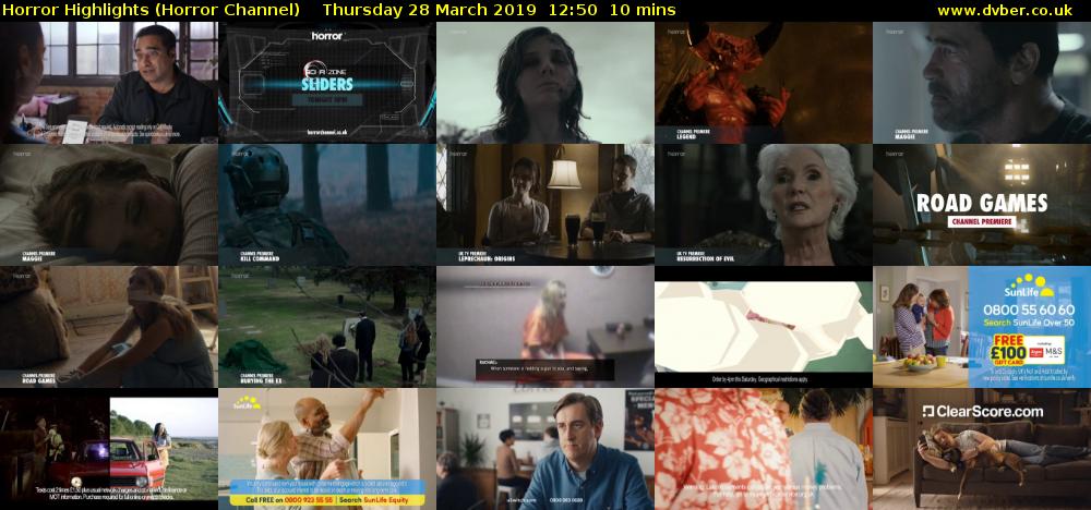Horror Highlights (Horror Channel) Thursday 28 March 2019 12:50 - 13:00