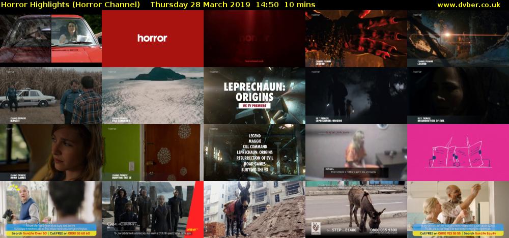 Horror Highlights (Horror Channel) Thursday 28 March 2019 14:50 - 15:00
