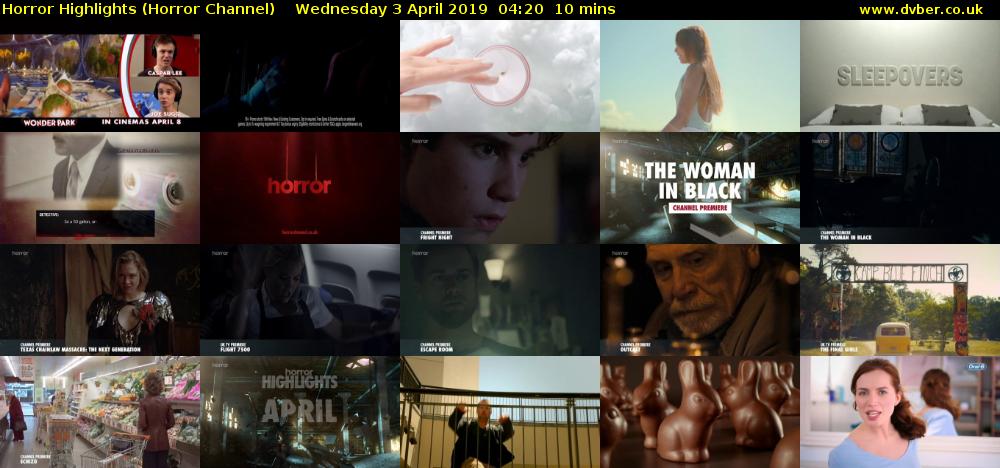 Horror Highlights (Horror Channel) Wednesday 3 April 2019 04:20 - 04:30
