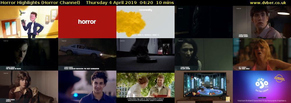 Horror Highlights (Horror Channel) Thursday 4 April 2019 04:20 - 04:30