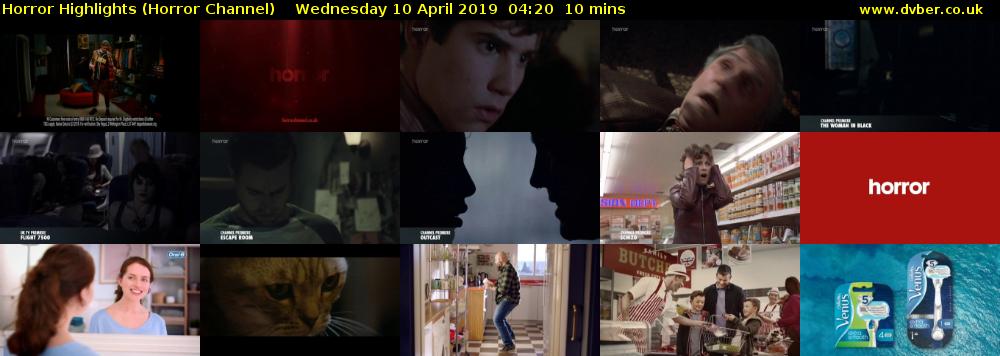 Horror Highlights (Horror Channel) Wednesday 10 April 2019 04:20 - 04:30