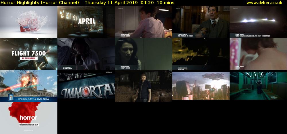 Horror Highlights (Horror Channel) Thursday 11 April 2019 04:20 - 04:30