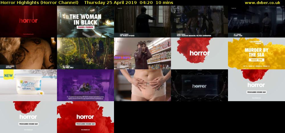 Horror Highlights (Horror Channel) Thursday 25 April 2019 04:20 - 04:30