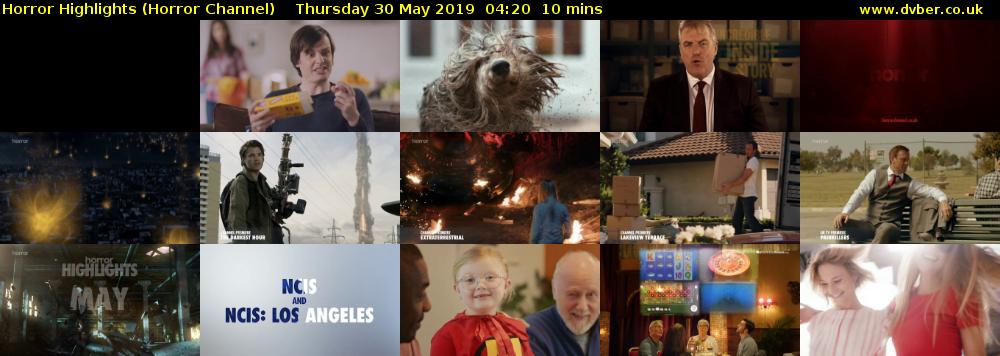 Horror Highlights (Horror Channel) Thursday 30 May 2019 04:20 - 04:30