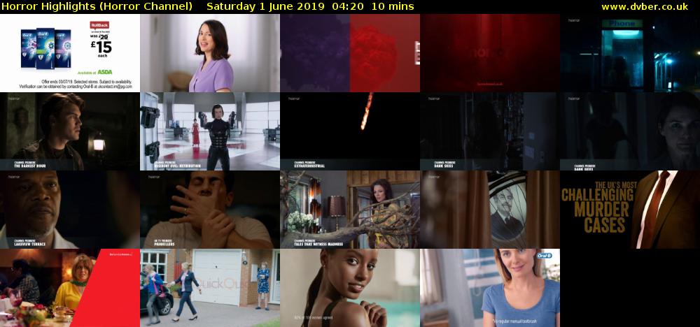 Horror Highlights (Horror Channel) Saturday 1 June 2019 04:20 - 04:30