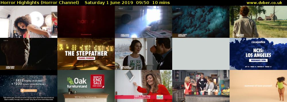 Horror Highlights (Horror Channel) Saturday 1 June 2019 09:50 - 10:00