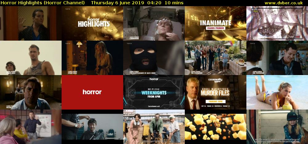 Horror Highlights (Horror Channel) Thursday 6 June 2019 04:20 - 04:30