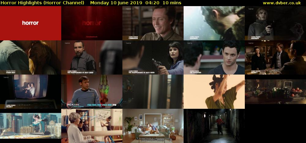 Horror Highlights (Horror Channel) Monday 10 June 2019 04:20 - 04:30