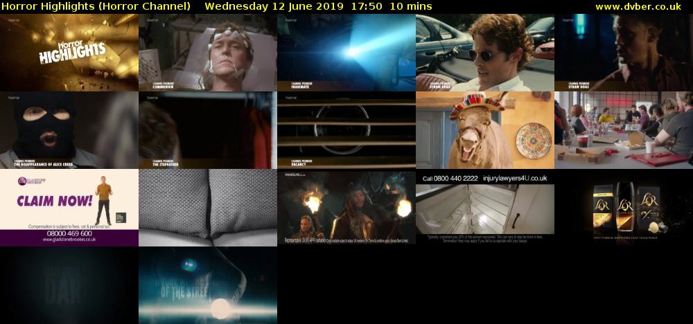Horror Highlights (Horror Channel) Wednesday 12 June 2019 17:50 - 18:00
