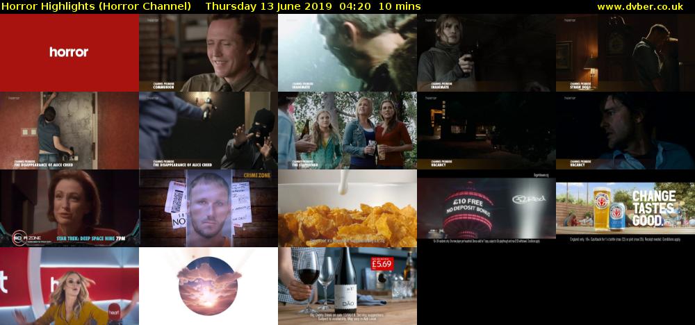 Horror Highlights (Horror Channel) Thursday 13 June 2019 04:20 - 04:30