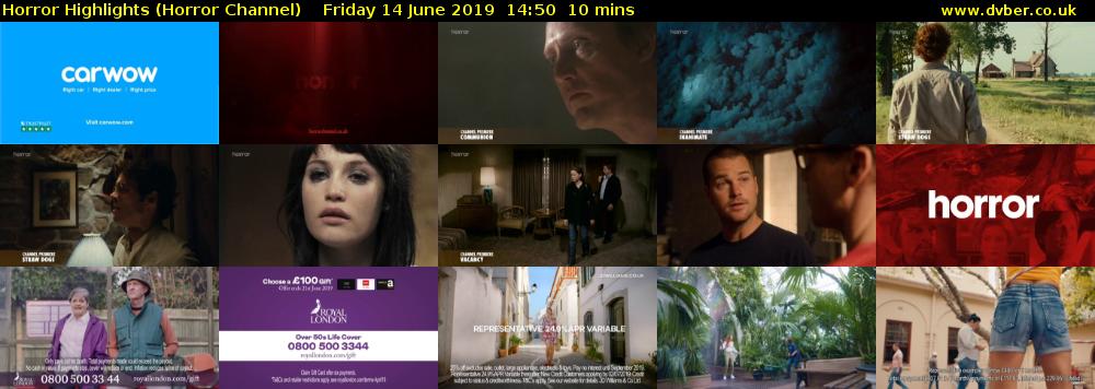 Horror Highlights (Horror Channel) Friday 14 June 2019 14:50 - 15:00